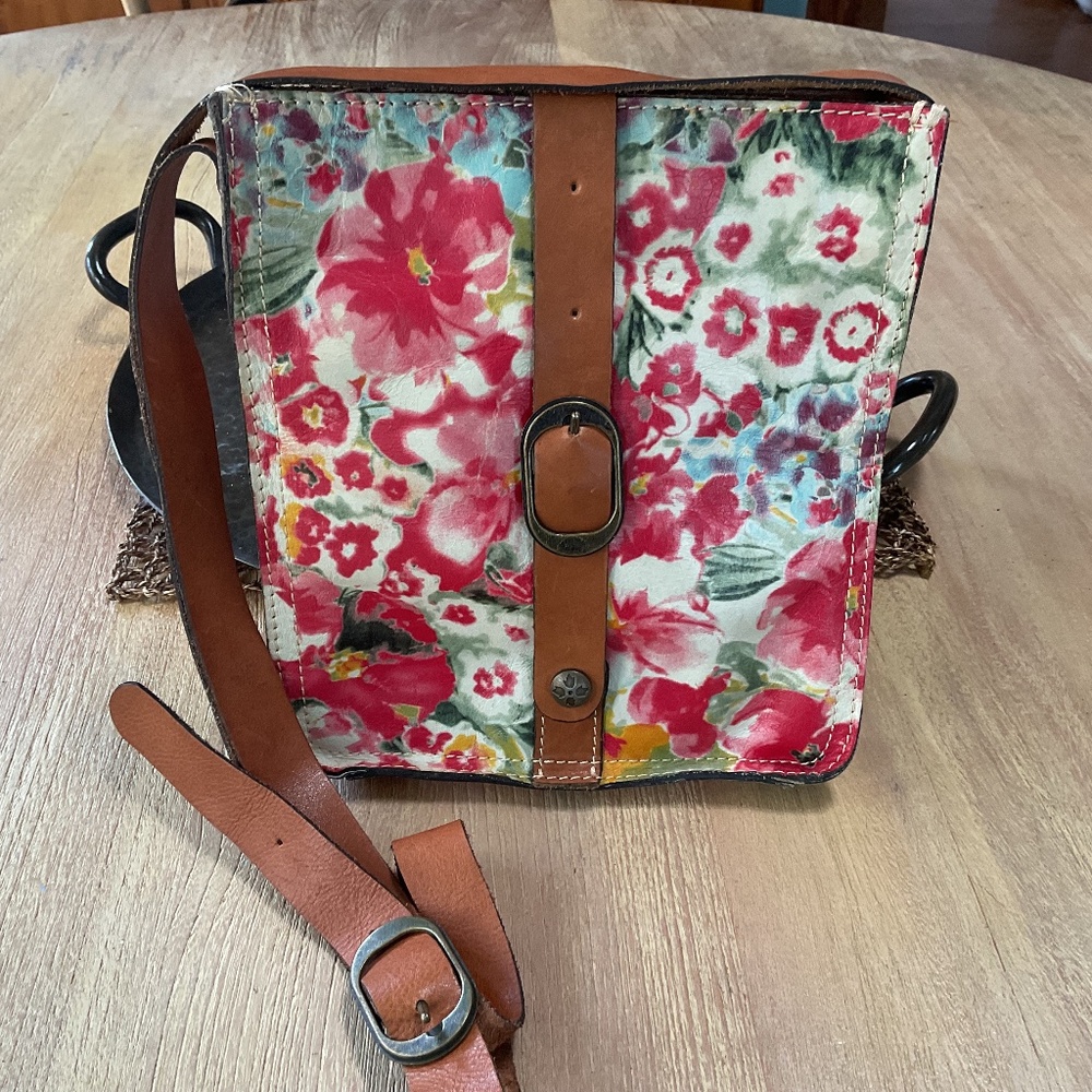 Patricia Nash Pink Floral Venezia Leather Crossbody Bag